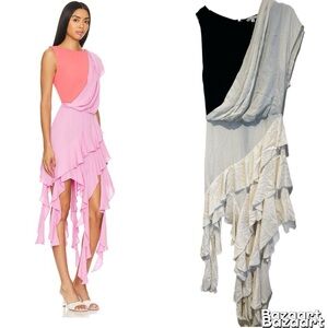 L’academie by Marianna Zita Midi Dress in Off White & Black